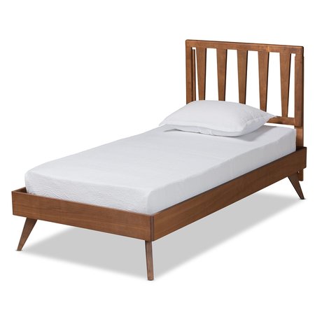 BAXTON STUDIO Michi Modern and Contemporary Ash Walnut Finished Wood Twin Size Bed 186-11100-11159-Zoro